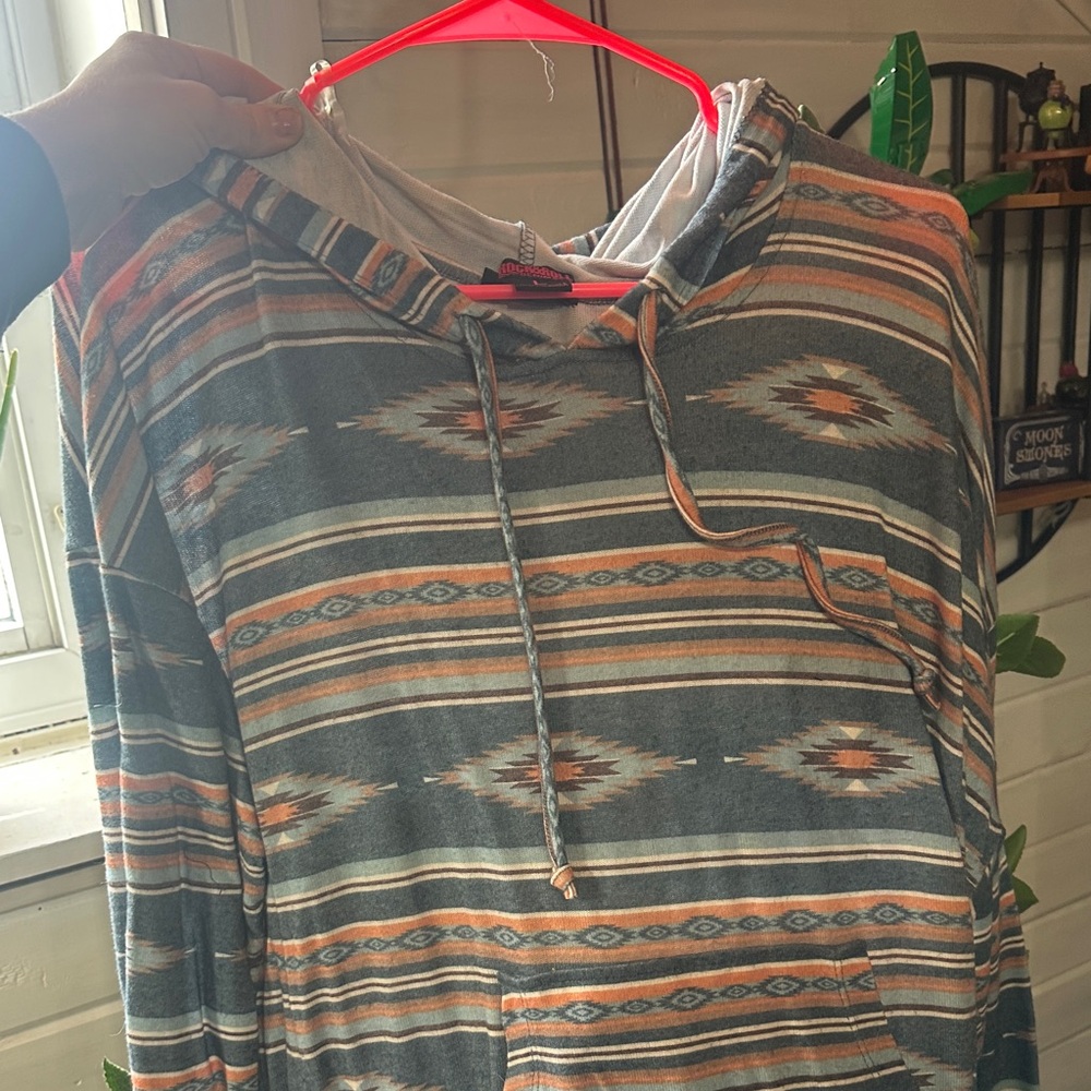 Rock & Roll Cowgirl Aztec Multicolor Striped Hoodie